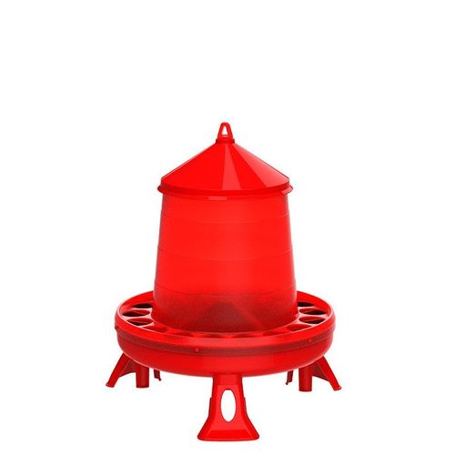 Mangeoire Pour Poulets En Plastique Avec Pieds 8 Kg, 37x37x45 Cm, Rouge