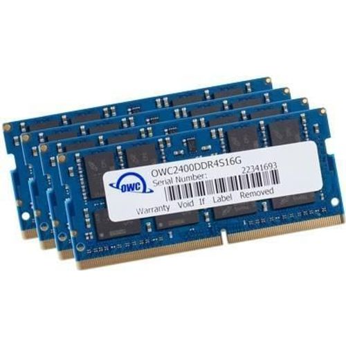 OWC 64.0GB (4x 16GB) 2400MHz DDR4 PC4-19200 SO-DIMM 260 Pin CL17 Memory Upg. (4 x 16GB, 2400 MHz, RAM DDR4, SO-DIMM), Mémoire vive