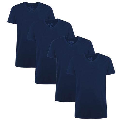 Bamboo Basics T-Shirt Homme Velo, Paquet De 2 - Sous-Shirt, Col En V, Maillot Unique Marine L (Large)