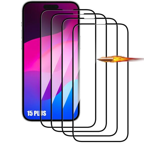 Verre Trempé Intégral Pour Iphone 15 Plus - 4 Pièces - Protection D'écran Anti-Rayures - E.F.Connection