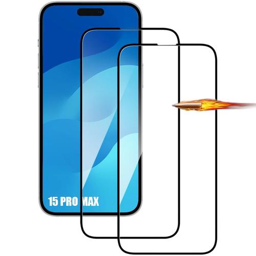 Lot-2 Verre Trempé 3d Pour Iphone 15 Pro Max, Vitre Protection 9h Anti-Rayures - E.F.Connection