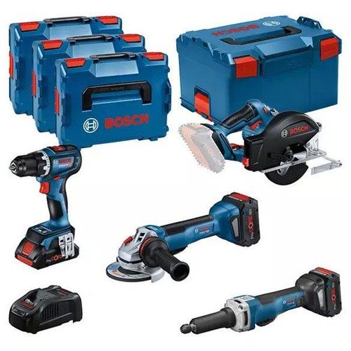 KIT 4 Outils GSR/GWS/GKM/GGS - BOSCH - avec 1 x ProCore 18V 4.0Ah + 2 x ProCore 18V 5.5Ah - chargeur - L-BOXX - 0615990N3A