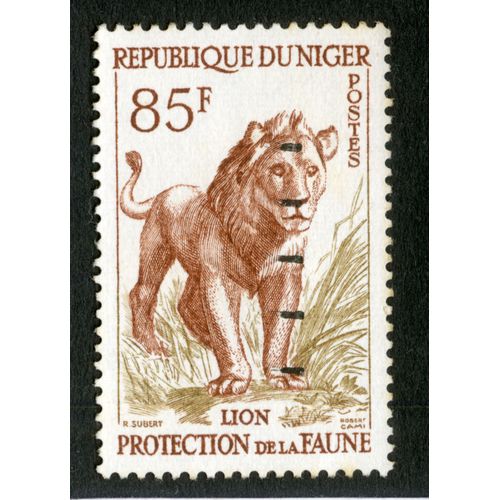 Timbre Oblitéré République Du Niger, Lion, Protection De La Nature, 85 F, Postes