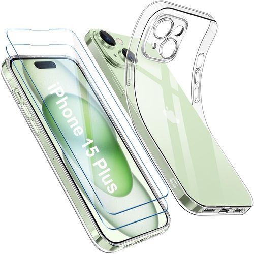 Coque Silicone Transparente + 2 Verres Trempes Pour Iphone 15 Plus Little Boutik©