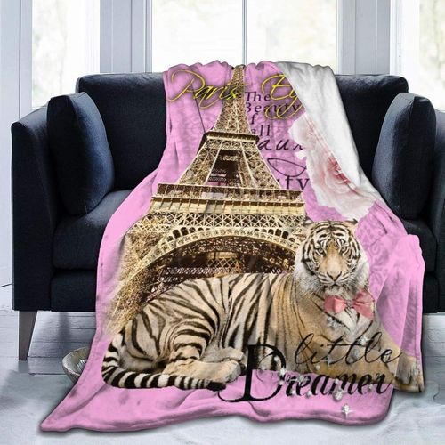 Couverture, Illustration D'écran D'impression De Paris Eiffel Et De Rose Tigers