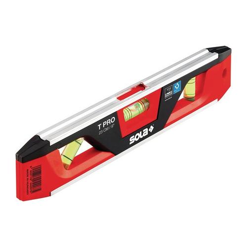 Niveau torpille T PRO 23cm Aluminium/ABS Plastique rouge/noir 1 mm/m 1 mm/m SOLA