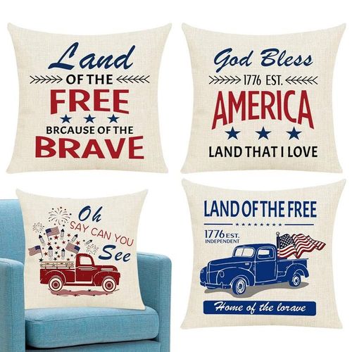 Ensemble De 4 Housses De Coussin Pour Le Jour Commémoratif De La Fête De L'indépendance, Pour Les Vacances Du 4 Juillet, Style Patriotique Américain