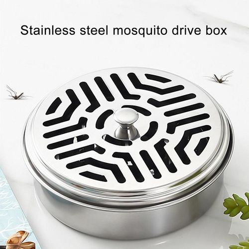 Brûleur d'encens à bobine anti-moustique, support rond coupe-vent, porte-anciers d'encens en métal avec couvercle, Eva à Végétpour la maison, T1