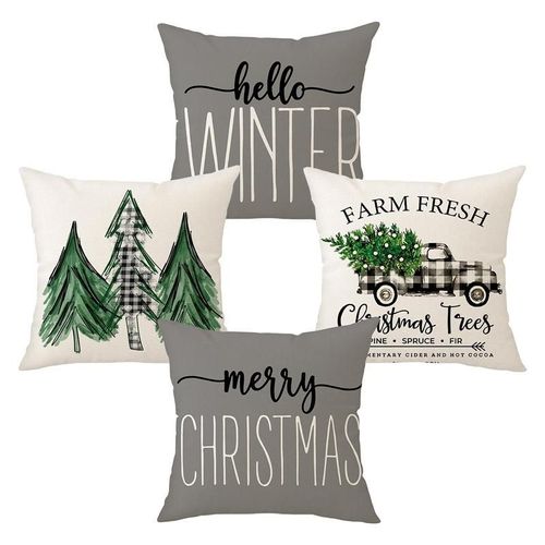 Housse De Coussin De Noël 18x18, 4 Pièces, Thème D'hiver, Fourniture De Festival, Pour Canapés