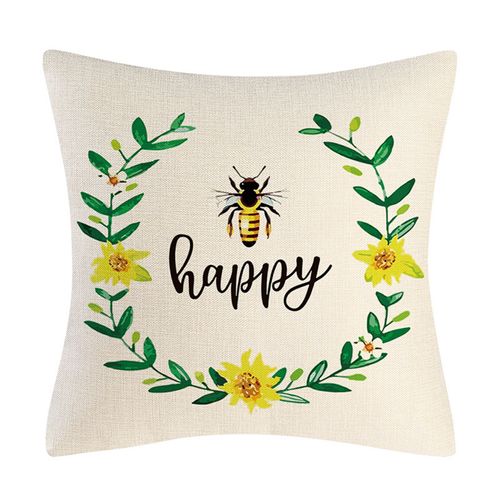 Housse De Coussin En Lin, Taie D'oreiller Mignonne, Décoration Pour La Maison, Canapé Happy Day, Miel Doux, Animal