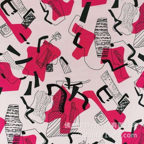 Tissu De Chemise Élastique À Quatre Côtés Pour Femmes, Motif De Graffiti Géométrique, Impression De Rose, Robe Européenne Et Américaine, 100d
