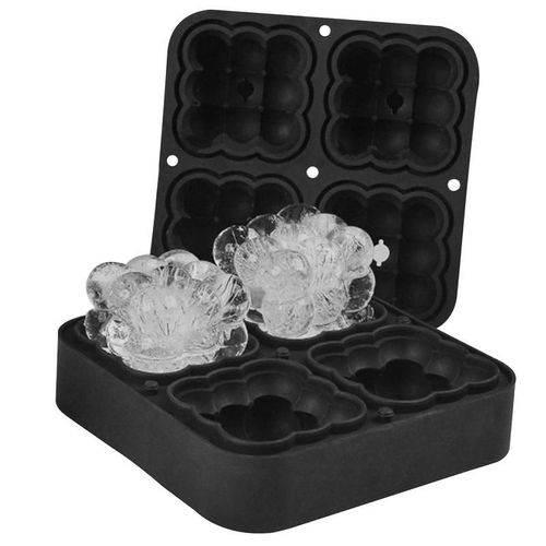 Moule À Boules De Glace En Silicone Avec Entonnoir Autonome, 4 Cubes, Antiadhésif, Thé, Jus, Cocktail, Café