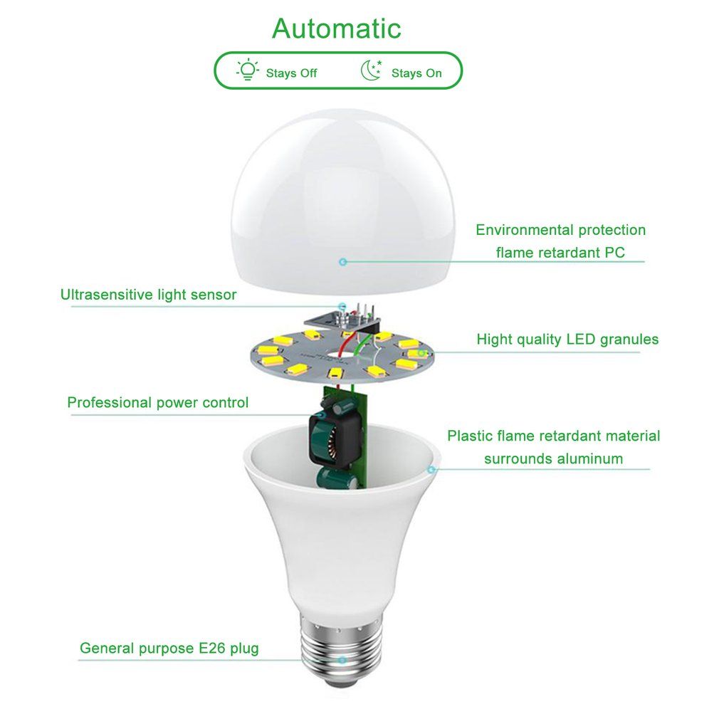 2/6 Pices 9w E26 Capteur De Lumire Intelligent Led Ampoule... - 3
