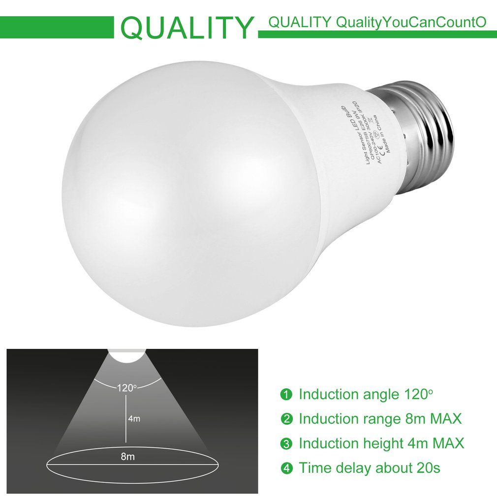 2/6 Pices 9w E26 Capteur De Lumire Intelligent Led Ampoule... - 4