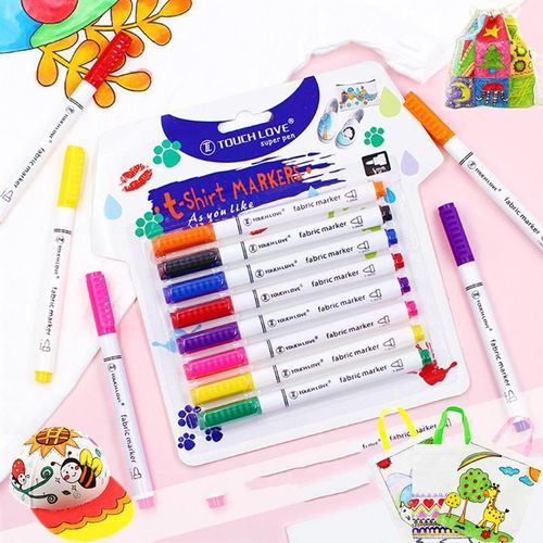 Stylos Marqueurs De Peinture En Tissu, 8 Couleurs/Ensemble, Textile, Bricolage, Graffiti, Artisanat, T-Shirt, Chaussures, Stylos De Peinture Étanches À Pigments