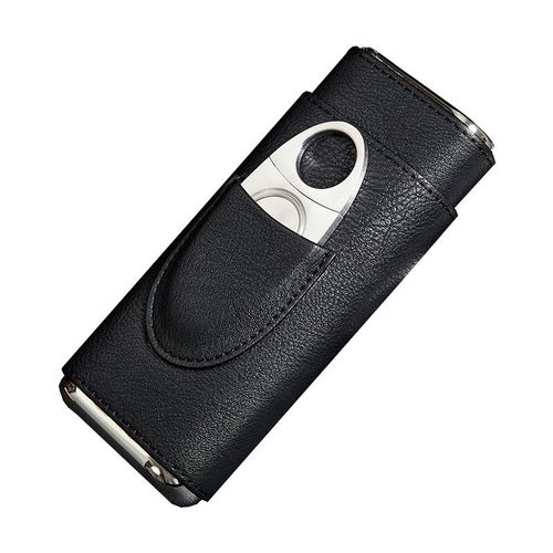 Étui à cigares portable en acier inoxydable, étui à cigares, tube, ensemble de coupe-cigare, imprimé, cuir fait à la main, humidificateur
