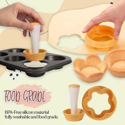 Moules En Plastique De Coquille De Tarte De Doseur De Pâtisserie, Coupe-Gâteau De Fleur/Ensemble De Coupe-Biscuits De Pâte Ronde, Moule À Muffin De Cupcake