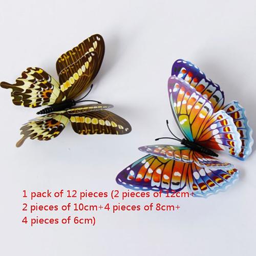 Autocollant papillon lumineux en PVC 3D, 12 pièces, autocollant