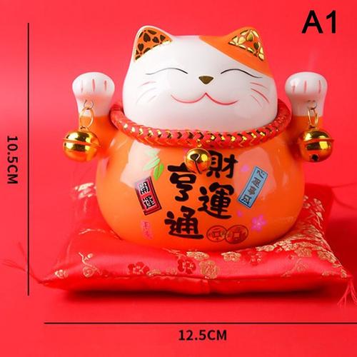 Maneki Neko Porcelaine Lucky Cat Home Decor, Ornements, Fortune Cat, Contient une bonne santé et P1 au travail, 4,5\""