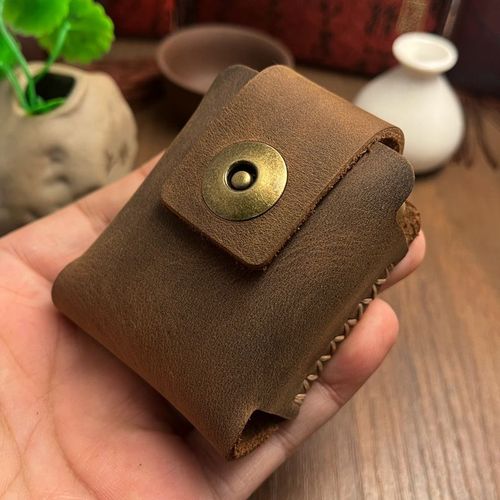 Étui à briquet en cuir cousu à la main, sac de rangement portable pour briquet Zippo Zorro