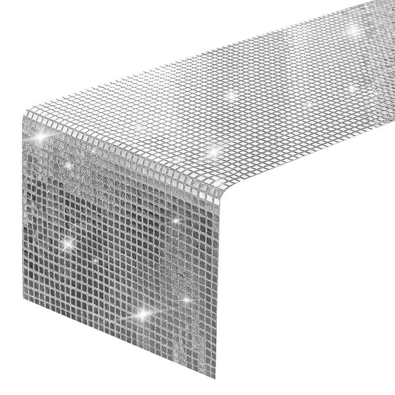 Chemin de table Disco Party 30 x 40 cm argent disco paillettes