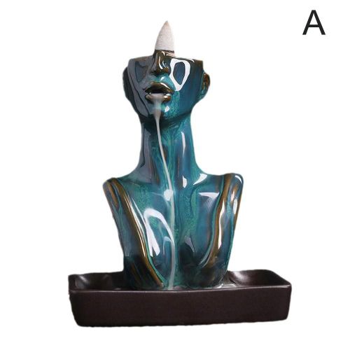 Brûleur d'encens à reflux en céramique, statue de beauté créative, ornement de support, bois de santal britannique, cascade d'encens pour la maison, Fanny Dec A5O3