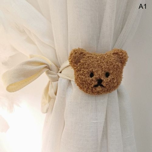 Rideau Brodé En Forme D'ours, Bande Dessinée, Sangle De Liaison, Ulen Coton, Moustiquaire, Décor, 82cm