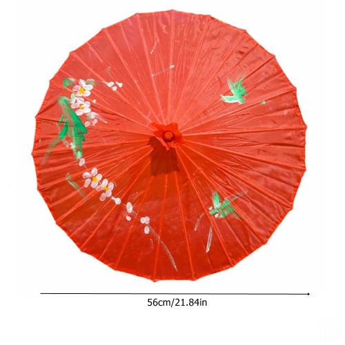 Inj173-Parapluie En Papier Chinois Vintage, Fleur Rouge, Poignée En Papier De Danse, Photo De Mariage, Bambou, Décor Rouge, Parasol, P J8y8