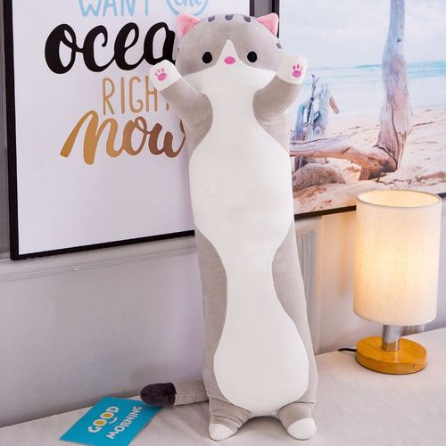 Oreiller Long En Forme De Chat, 1 Pièce, Kawaii, Animaux En Peluche, Jouets Pour Enfants, Décoration De Canapé, Chambre À Coucher, Cadeau