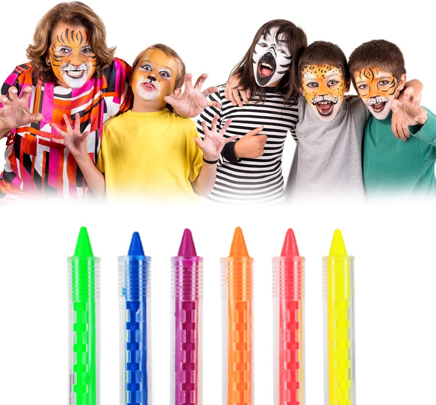 Visage Peinture, 6 Couleurs Crayon Maquillage Enfant, Maquillage Pour Carnaval,Cosplay, Halloween, Cadeau D'anniversaire