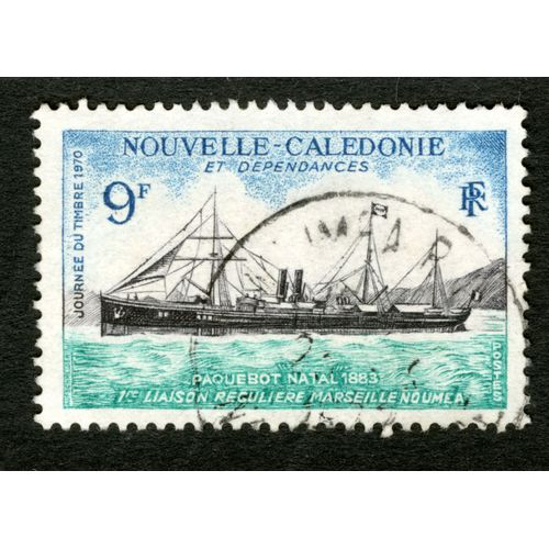 Timbre Oblitéré Nouvelle Calédonie Et Dépendances, Paquebot Natal 1883, 1ere Liaison Régulière Marseille Le Nouméa, Journée Du Timbre 1970, 9 F, Rf, Postes