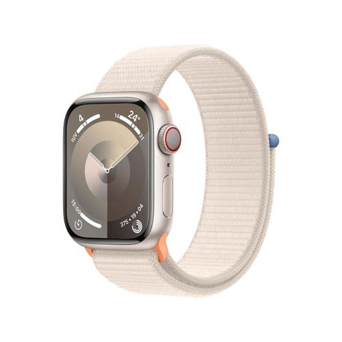 Apple Watch Series 9 Gps + Cellular - Boîtier Aluminium 41 Mm Lumière Stellaire - Bracelet Boucle