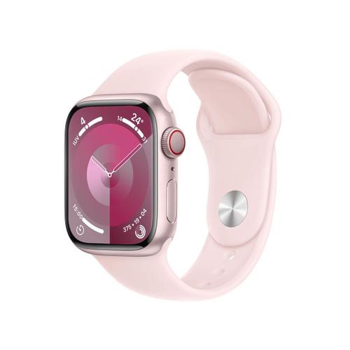 Apple Watch Series 9 Gps + Cellular - Boîtier Aluminium 41 Mm Rose - Bracelet M/L