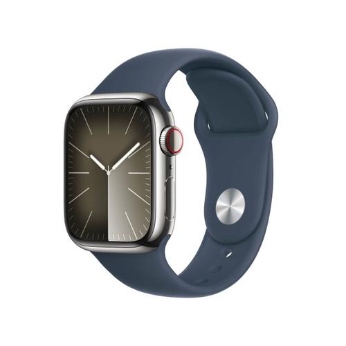 Apple Watch Series 9 Gps + Cellular - Boîtier Acier Inoxydable 41 Mm Argent - Bracelet Sport