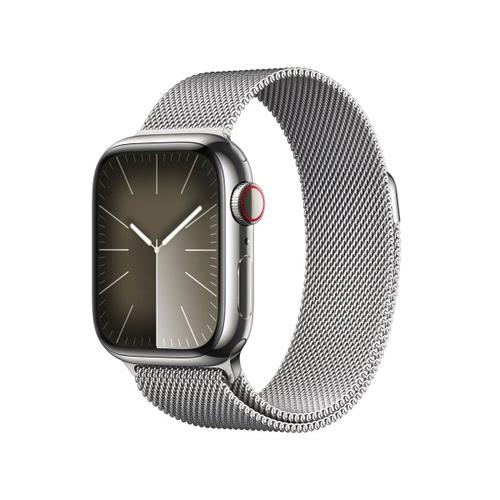 Apple Watch Series 9 Gps + Cellular - Boîtier Acier Inoxydable 41 Mm Argent - Bracelet Boucle