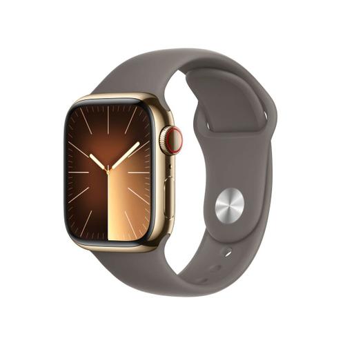 Apple Watch Series 9 Gps + Cellular - Boîtier Acier Inoxydable 41 Mm Or - Bracelet Sport