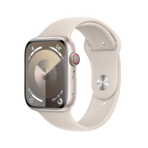 Apple Watch Series 9 Gps + Cellular - Boîtier Aluminium 45 Mm Lumière Stellaire - Bracelet M/L