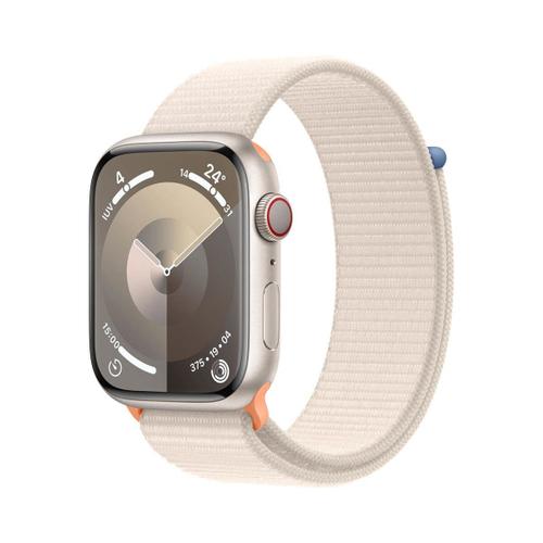 Apple Watch Series 9 Gps + Cellular - Boîtier Aluminium 45 Mm Lumière Stellaire - Bracelet Boucle