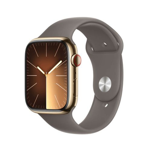 Apple Watch Series 9 Gps + Cellular - Boîtier Acier Inoxydable 45 Mm Or - Bracelet Sport