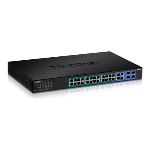TRENDnet TPE TPE-2840WS 28-Port Gigabit Web Smart PoE+ Switch - Commutateur - Géré - 4 x 10/100/1000 (PoE+) + 20 x 10/100/1000 (PoE) + 4 x SFP - de bureau, Montable sur rack - PoE+ (185 W) -...