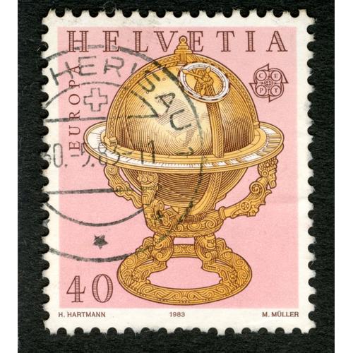 Timbre Oblitéré Helvetia, Europa Cept, 40, 1983