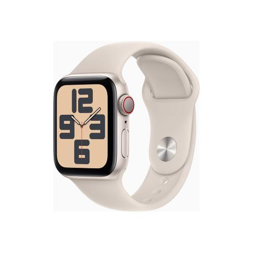 Apple Watch Se (Gps + Cellular) - 2e Génération - 40 Mm - Aluminium Droit - Montre Intelligente Avec Bracelet Sport - Fluoroélastomère - Droit - Taille Du Bracelet : S/M - 32 Go - Wi-Fi, Lte...
