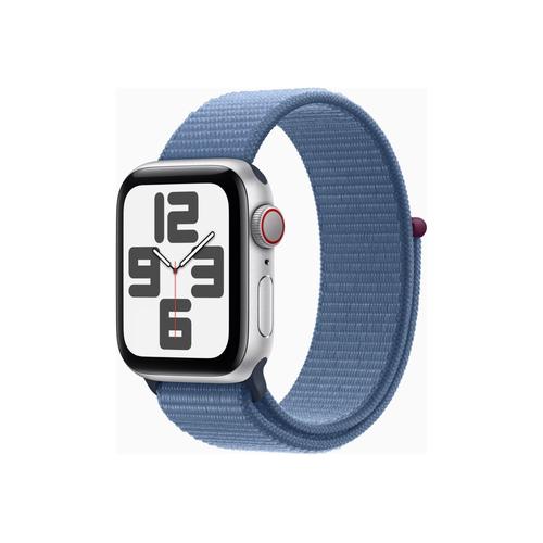 Apple Watch Se (Gps + Cellular) - 2e Génération - 40 Mm - Aluminium Argenté - Montre Intelligente Avec Bracelet Sport - Textile - Bleu Hiver - Taille Du Poignet : 130-200 Mm - 32 Go - Wi-Fi, Lte...