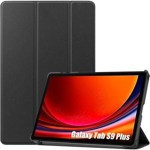 Coque Tablette Pour Samsung Tab S9+ (S9 Plus) Etui Housse Noir Antichoc Fonction Support Veille-Réveil - E.F.Connection