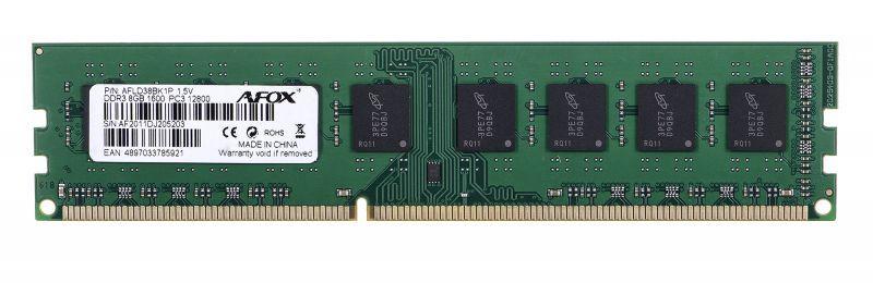 AFOX RAM DDR3 8G 1600 MHz (1 x 8GB, 1600 MHz, RAM DDR3, DIMM), Mémo...