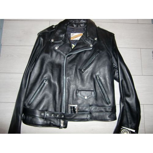 Authentique Perfecto En Cuir De Boeuf Taille 46