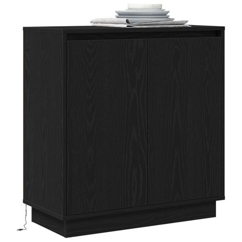Buffet Vidaxl Avec Led, Noir, Chêne, 71x34,5x75 Cm, En Bois D'ingénierie
