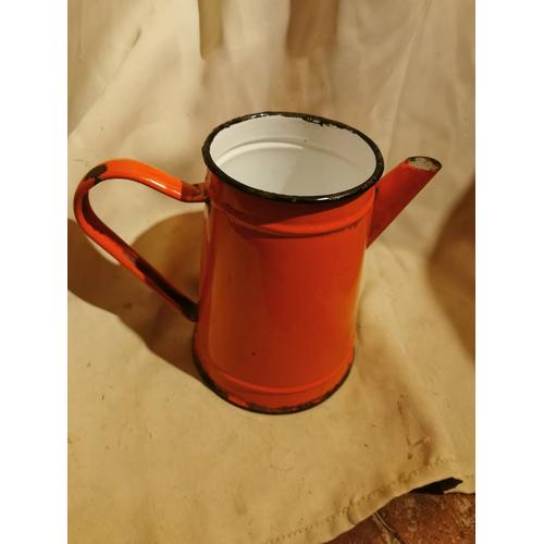 Cafetière Vintage Métal Émaillé Rouge.