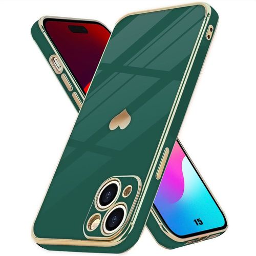 Coque Pour Iphone 15, Protection Souple Motif Coeur Antichoc Anti-Rayure - Vert Nuit - E.F.Connection