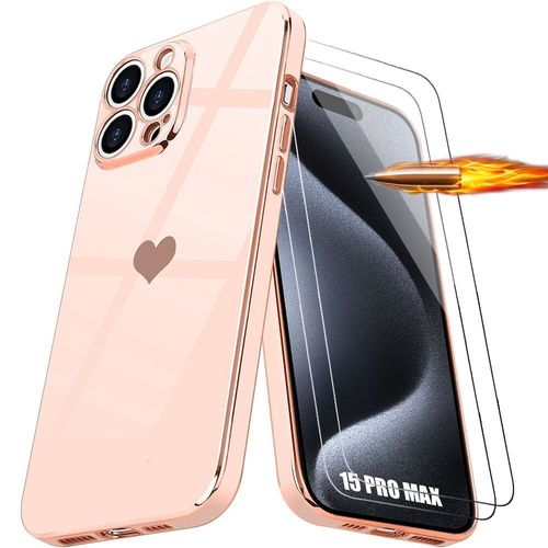 Coque Pour Iphone 15 Pro Max, Protection Silicone Rose Anti-Rayure Souple + 2 Verres Trempés - E.F.Connection